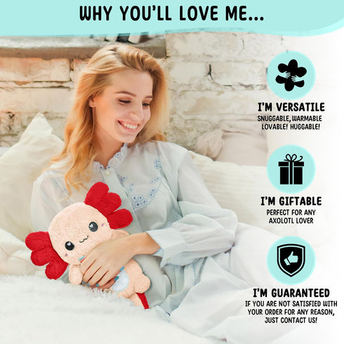 Axolotl Microwavable Unscented 1.5 lbs Heating Pad, Cute Soft Cozy Pillow Plush Heatable Warm Stuffed Animal, Kawaii