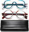 Retro Round Reading Glasses for Men and Women, Stylish Blue Light Blocking Frame, Anti Eye Strain Computer Readers, 3.5