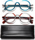 Retro Round Reading Glasses for Men and Women, Stylish Blue Light Blocking Frame, Anti Eye Strain Computer Readers, 3.5