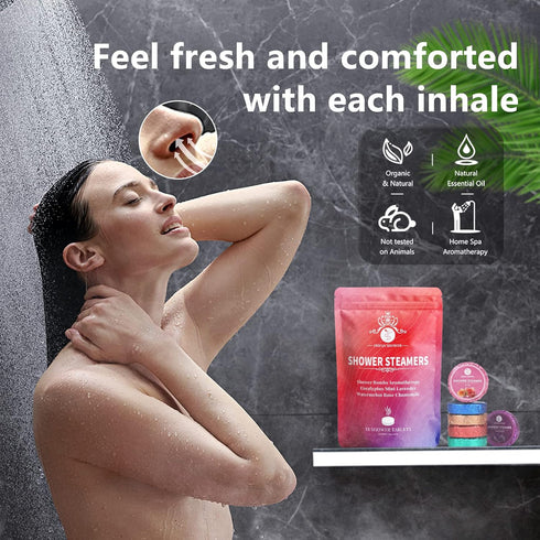 Shower Steamers Aromatherapy, 18-Pack Shower Bombs Unique Birthday SPA Gifts for Women, Organic Eucalyptus Rose Lavender Chamomile Mint Watermelon Essential Oil Sister Gifts for Mom Wife