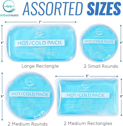 Reusable Gel Ice Packs for Injuries - Hot and Cold Compress, 7 Pack Cold Gel Ice Packs for Injuries
