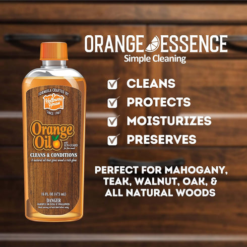 Holloway House Orange Oil Cleaner 16oz, 6Pk w/Sun-Guard for Fine Wood | Cleans & Conditions | Removes Soap Scum from Shower Doors, Stainless, Tile & Sinks | Natural Oil That Gives Wood a Rich Glow