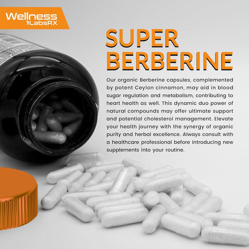 Berberine Supplement 15,000mg - Organic with Ceylon Cinnamon, 120 Capsules for Weight Loss & Metabolism