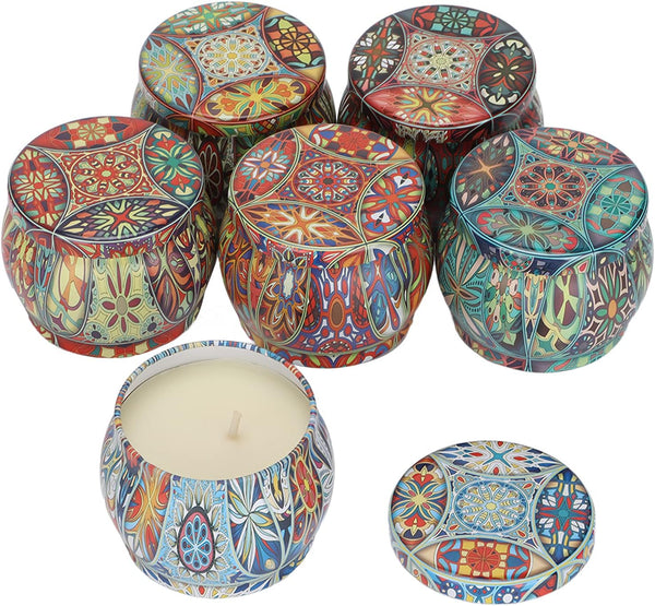 Vomeko 6 PcsAroma CandlesNatural Soy Wax, Lemon, Gardenia, Vanilla, Jessamine, Rosemary, Lavender, Stress