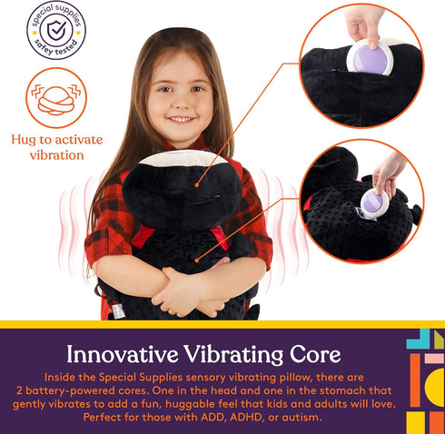 Special Supplies Ladybug Sensory Vibrating Pillow, Pressure Activated for Kids and Adults, Plush Minky Soft