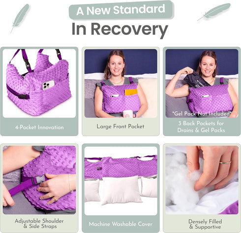 MOYOAMA Post Mastectomy Pillow Post Surgery - Wearable Chest Protection with Secure Straps, Easy-Clean Removable Cover