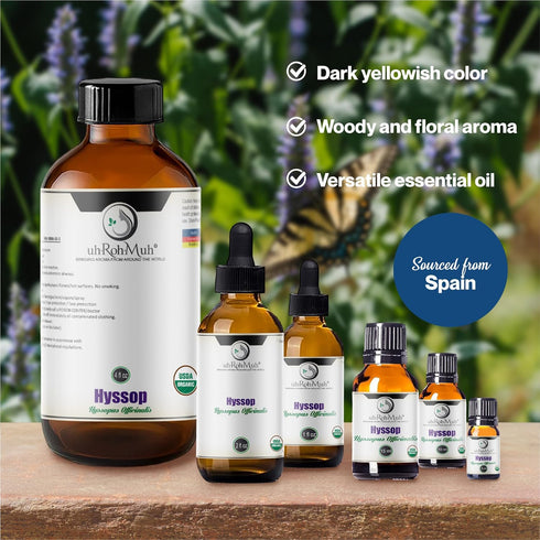 Organic Hyssop Essential Oil 15ml - 100% Pure & Natural for Aromatherapy, Home Diffuser Oil