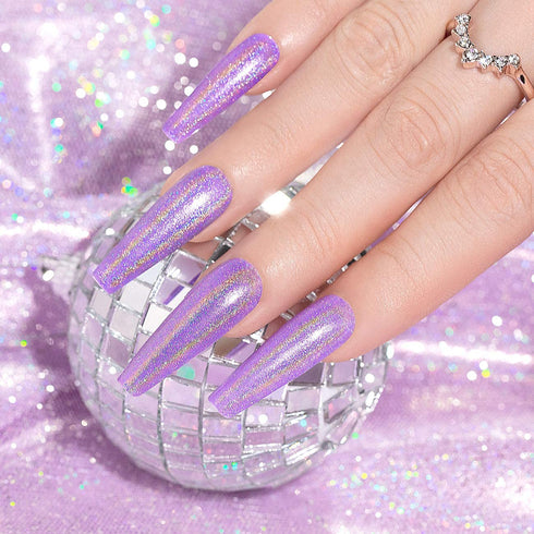 RARJSM Holographic Nail Polish, Violet Purple Gel Polish, Shimmers for Nail Salon, UV LED Lamp Cured, Spring Summer