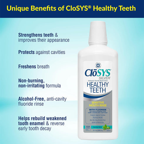 CloSYS Healthy Teeth Oral Rinse Mouthwash, 32 Fl Oz
