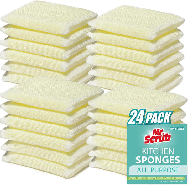 24 Pads All-Purpose Kitchen Sponges, Non Scratch Dish Sponge for Washing Dishes, Premium Kitchen Scrub Sponge and