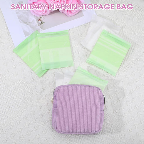 Xinjoduz Feminine Menstrual Care Bags for Teen Girls, Mini Corduroy Period Bag for Storing Sanitary Napkins Portable