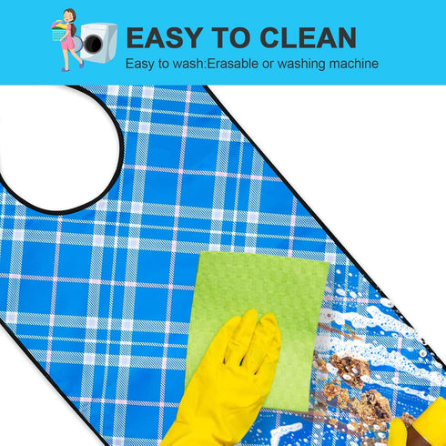 TOCKONIMN 4 Pack Adult Bibs for Men Women Eating Washable - Bib for Reusable Elderly Adults Crumb Catcher Senior