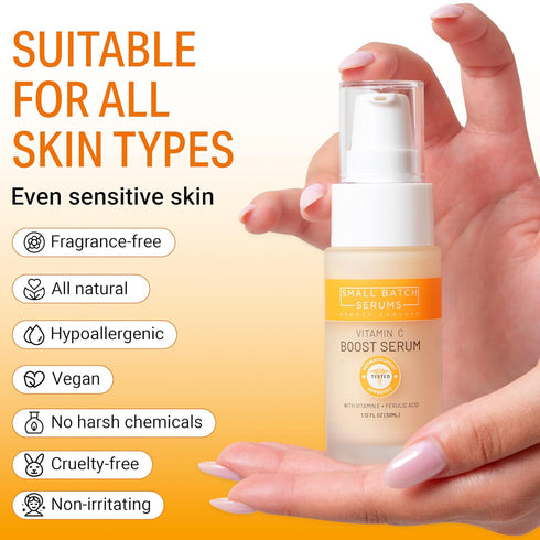 Vitamin C Face Serum - Enhanced Formula with Hyaluronic Acid, Ferulic Acid & Vitamin E for Brightening