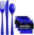 150 Pack Heavy Duty Dark Blue Plastic Cutlery Set, 50 Forks, 50 Spoons, 50 Knives for Party Supplies