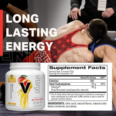 Vitargo Carbohydrate Powder | 1 LB Mango Pre Workout & Post Workout | Feed Muscle Glycogen 2X FASTER