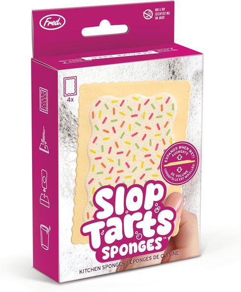 Genuine Fred SLOP TARTS, Set of 4 Compressed Kitchen Sponges, Expands when Wet