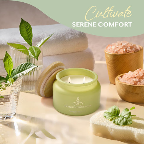The Enlightened Haven 2-Wick 50 9.5oz Calming | Scented Candles for Home | Eucalyptus, Lavender, & Camomile | Natural