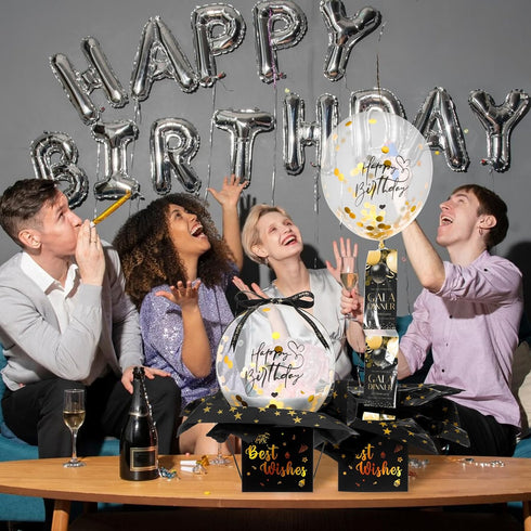Telooco Set Birthday Money Pull Box, Funny Money Balloon Box for Cash Gift Birthday Happy Birthday Surprise Gifts