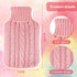 2 Pieces Knitted Hot Water Bottle Cover, Soft Sweater for Hot Compress and Cold Therapy (Pink, Khaki)