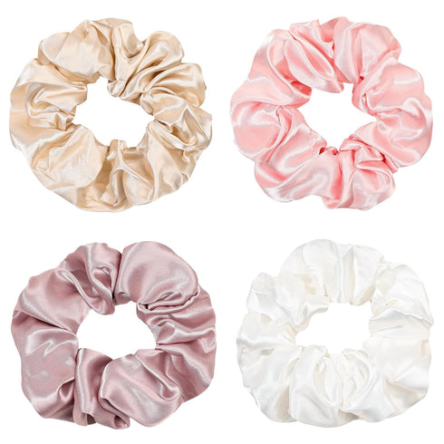 Scrunchies Women Hair Ties - Big Silk Satin Scrunchy Hair Bands, Soft Large Elastic Hair Accessories for VSCO Girls