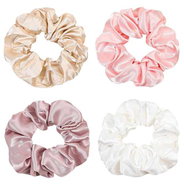 Scrunchies Women Hair Ties - Big Silk Satin Scrunchy Hair Bands, Soft Large Elastic Hair Accessories for VSCO Girls