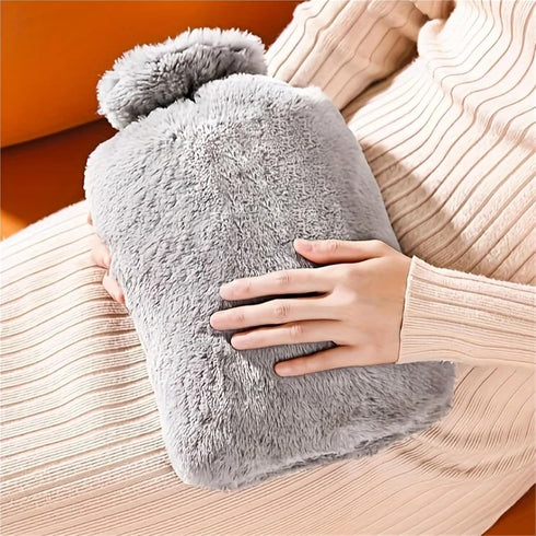 GUOSPIUS 2PCS Bag(2pcs 2000ml) Hot BottleHot Water Bottle with Cover Winter Plush Hot Water Bag PVC Hand Warm Waist Bag