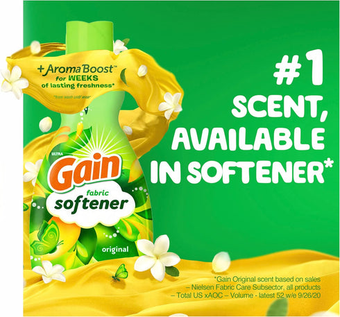 Gain Fabric Softener, Original Scent, 140 Fl Oz, 190 Loads, HE Compatible (packaging may vary)