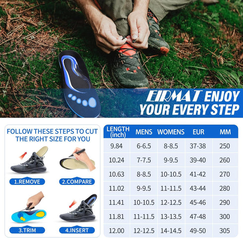 Plantar Fasciitis Insoles, Arch Support Inserts for Women and Men, Relief for Flat Feet, High Arch and Foot Pain,
