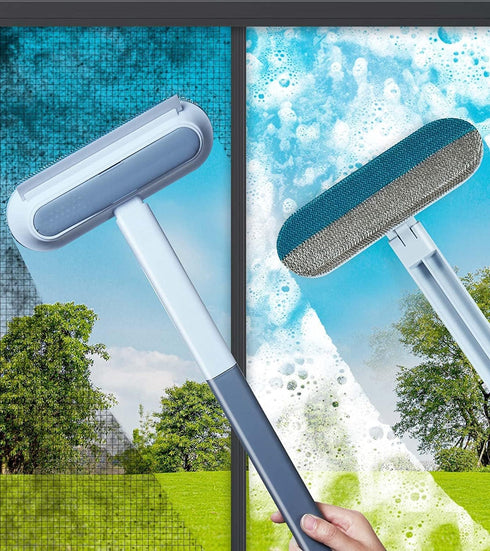Window Screen Net Mesh Cleaner - Window Brush Screen Door Mesh Cleaner, 4 in 1 Window Washer Squeegee Kit, Window Cleaner Squeegee, Window Nets Cleaning Pet Hair Brush Door Window Gap Broove Clean by Lazynice