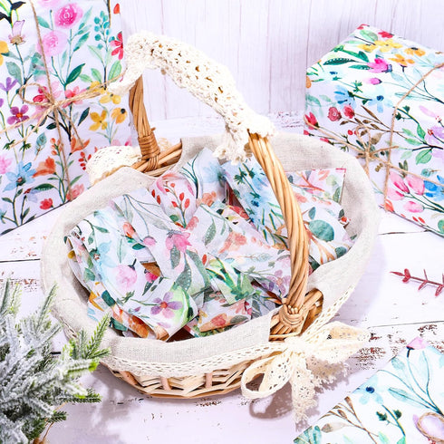 Whaline 100 Sheets Floral Tissue Paper, 13.7 x 19.6 Inch Watercolor Flower Gift Wrapping for Spring Weddings