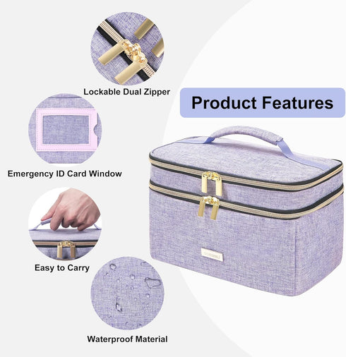 Lexeeco Medicine Storage Bag Pill Bottle Organizer with Portable Small Pouch Travel Medication Bottle Organizer