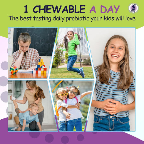 Kids Probiotic Supplement, Daily Support for Gut, Immune, Brain & Whole Body Health, 15 Strains, 5 Billion CFU, 30