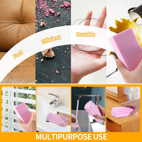 Damp Clean Duster Sponge, 4 Pack Reusable Magic Eraser for Household Cleaning Blinds, Glass, Baseboards (Pink)