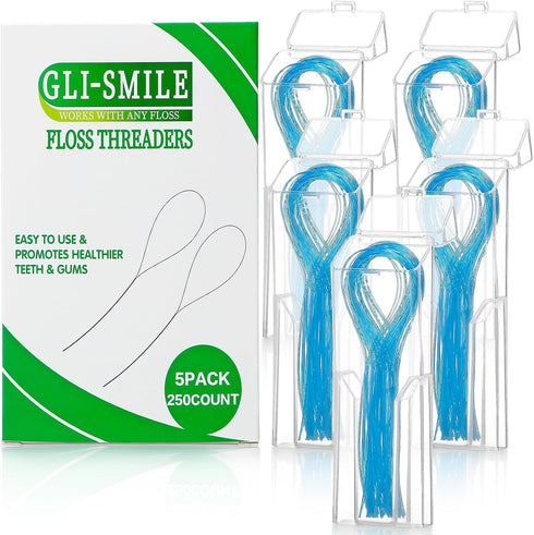 Floss Threaders, Orthodontic Ultraclean Access Tool for Braces, Bridges, and Implants, 250 Count for Oral Health
