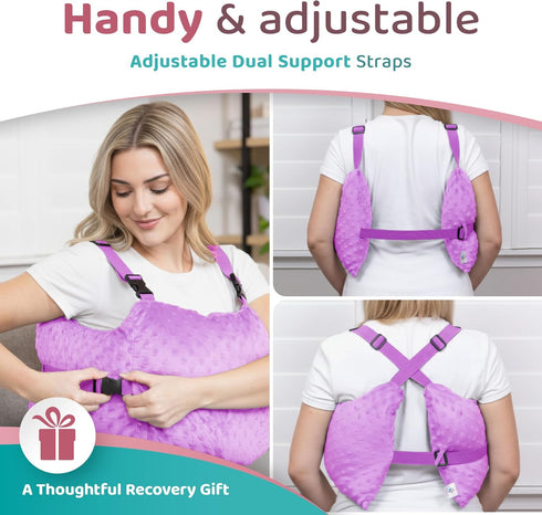 Zomaple Mastectomy Pillow with Strap, Seat Belt Cover & Shower Lanyard - Post Surgery Pillow, Breast for After Heart