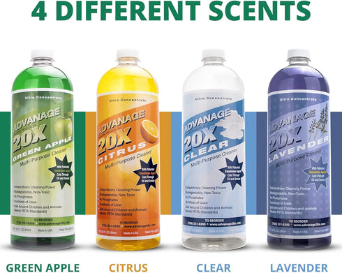 All Purpose Cleaner Concentrate - Advantage 20X Green Apple for All Surfaces, 32Oz