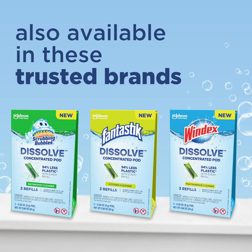 Windex Dissolve Concentrated Pods, Multisurface Cleaner Starter Kit, 1 Reusable Bottle, 3 Concentrated Pods