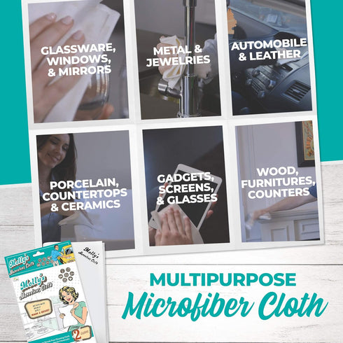 Molly's Marvelous Cloth, Streak-Free, Lint-Free Microfiber Cleaning Cloth, Polishing Cloth for Glass, Stainless Steel, Use for Kitchen, Bath, Cars, Detailing, Reusable (2pk, White) by Home Spirit