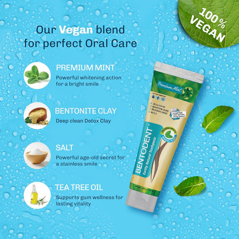 Pack Bentodent Calcium Bentonite Clay Toothpaste Fluoride-Free SLS Free Natural Toothpaste for Family Including Kids