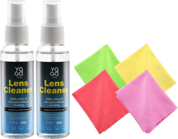 Yogo Vision Lens Cleaner Spray 2 Eyeglass Cleaner Bottels, with 4 Microfiber Cloths Kit