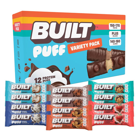 BUILT Bar Puff Protein Bars - Variety Pack - 15-17g Protein Snack