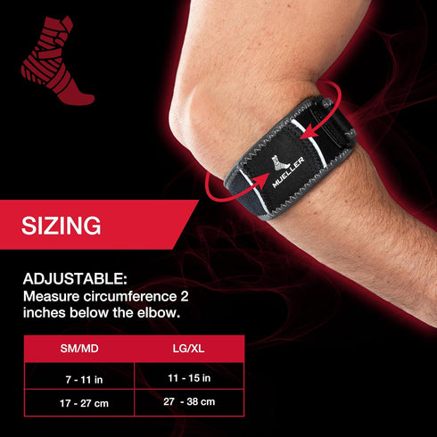 Hg80 Elbow Elbow MUELLER Sports Medicine Premium Tennis Support Strap, Pain Relief Brace For Men and Women, Black