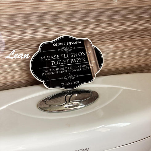 Do Not Flush Rules Bathroom Signs,RAMIEYOO Designer Sign For Septic Systme,Please Flush Only Toilet Paper,Great for Home,Business or RV,Cabin (Black A) by RAMIEYOO