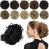 Rose Bud Chignon Hairpiece, Curly Bun Extensions Scrunchie Updo Synthetic Combs for Women, Off Black Natural
