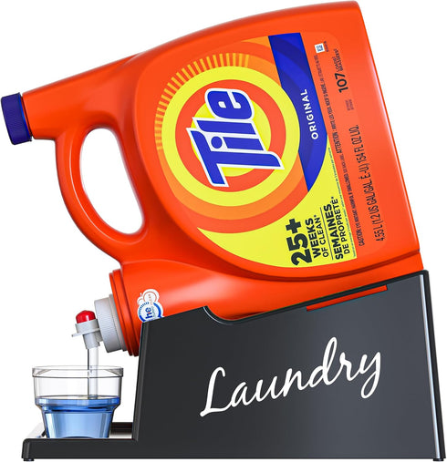 Skywin Laundry Detergent Holder Organizer, Drip Tray for Laundry Room (Black with Print), Soap Cup Storage Tray