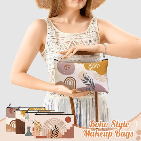 Reginary 20 Pieces Boho Cosmetic Bag for Women, Sunshine Ray Makeup Bags with Zipper