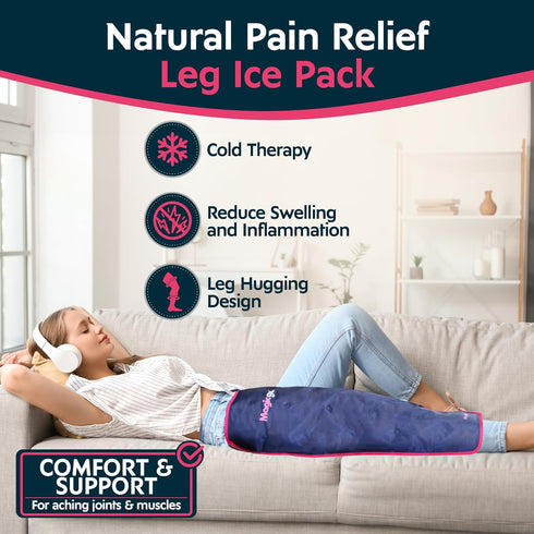 Magic Gel Leg Ice Pack - Professional Cold Therapy Wrap - Full Leg Ice Pack for Shins, Hamstrings, and Legs