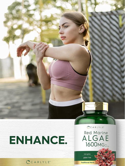 Carlyle Red Marine Algae 1600mg, 200 Capsules, Vegetarian Supplement, Non-GMO, Gluten Free