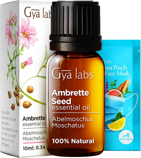 Set Set 2x0.34 oz Ambrette Seed & Rose Otto Essential Oils for Skin - Aromatherapy Grade Essential Oils - fl - Gya Labs