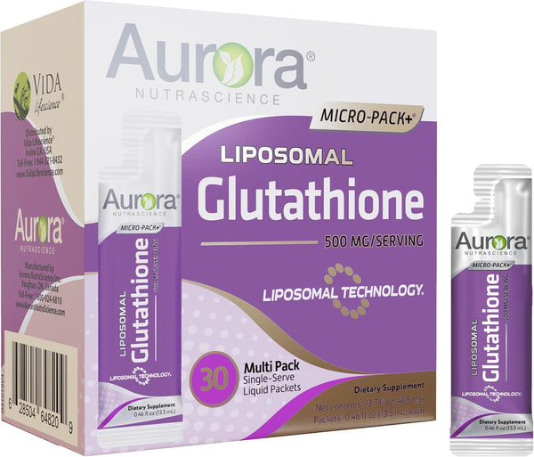 Aurora Nutrascience Micro-Pack Liposomal Glutathione, Immune Support, Antioxidant, 500 mg, 30 Packets